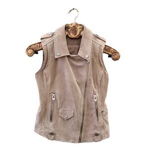 Blank NYC Taupe Tan Suede Leather Moto Vest xs